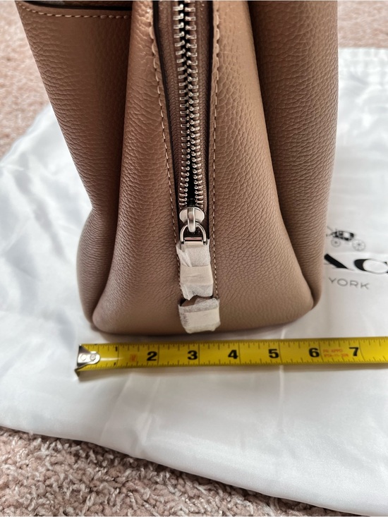 Coach Pebbled Lora Carryall Leather Shoulder Satchel in Taupe